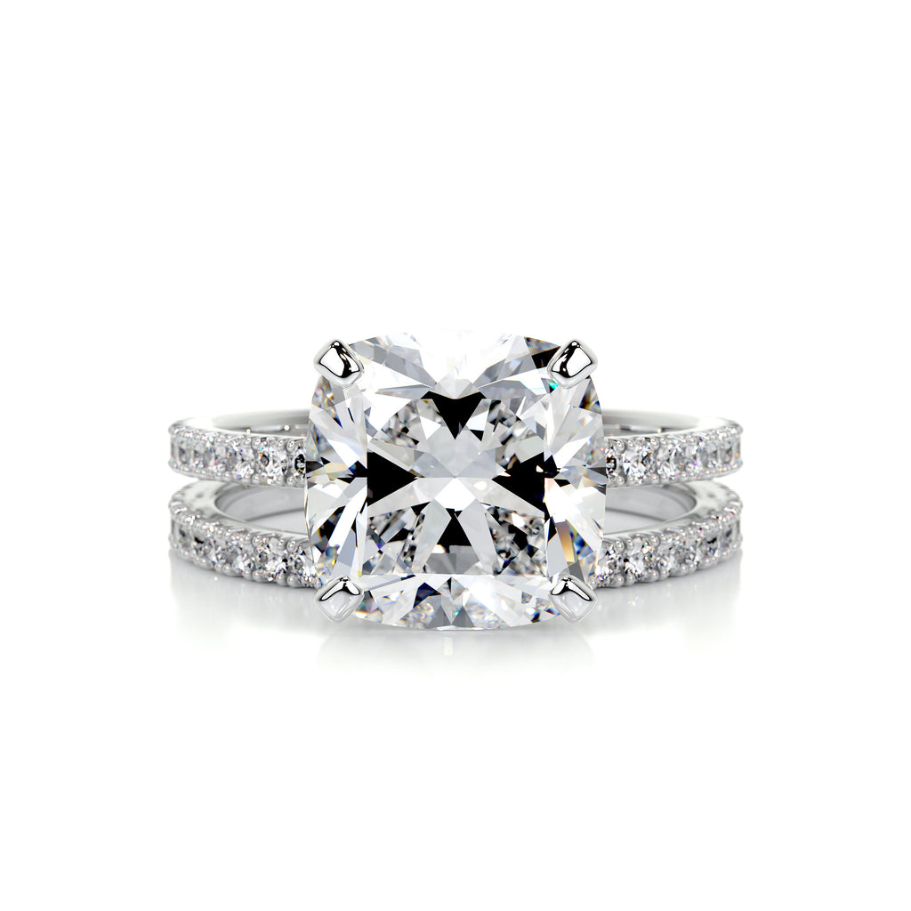3.0 CT Cushion Cut Lab Grown Diamond Solitaire Bridal Set 1