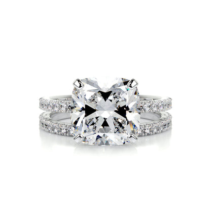3.0 CT Cushion Cut Lab Grown Diamond Solitaire Bridal Set 1