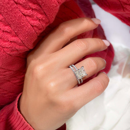 3.0 CT Cushion Cut Lab Grown Diamond Solitaire Bridal Set 4