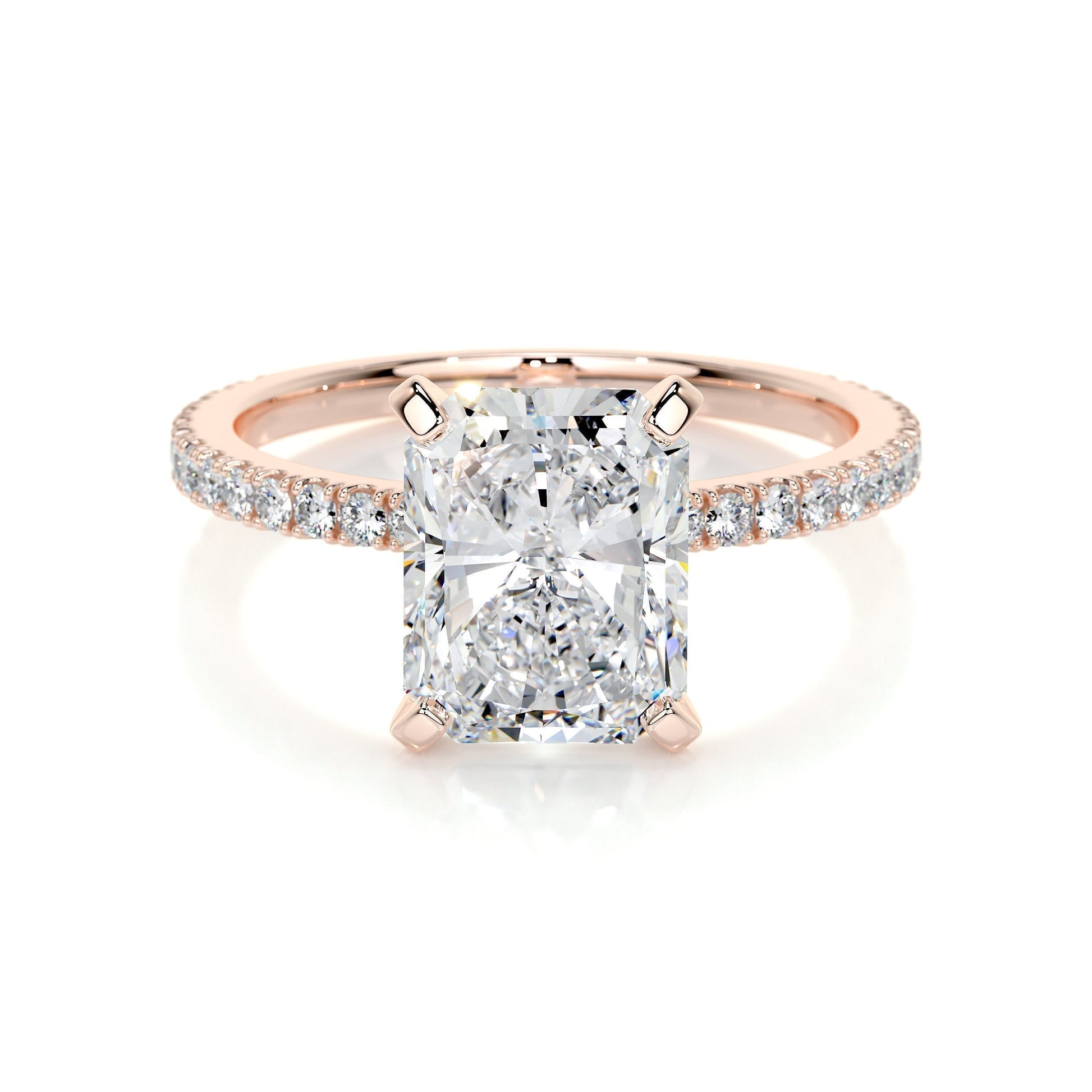 Radiant 3.0 CT Lab Grown Diamond Pave Engagement Ring 10
