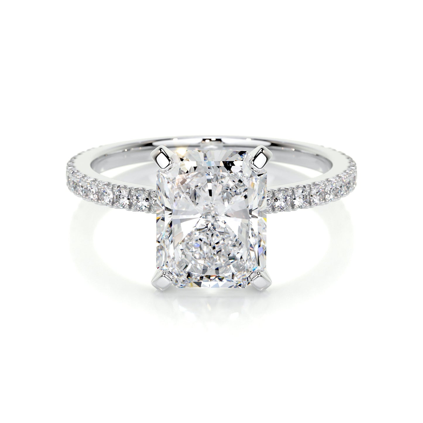 Radiant 3.0 CT Lab Grown Diamond Pave Engagement Ring 1