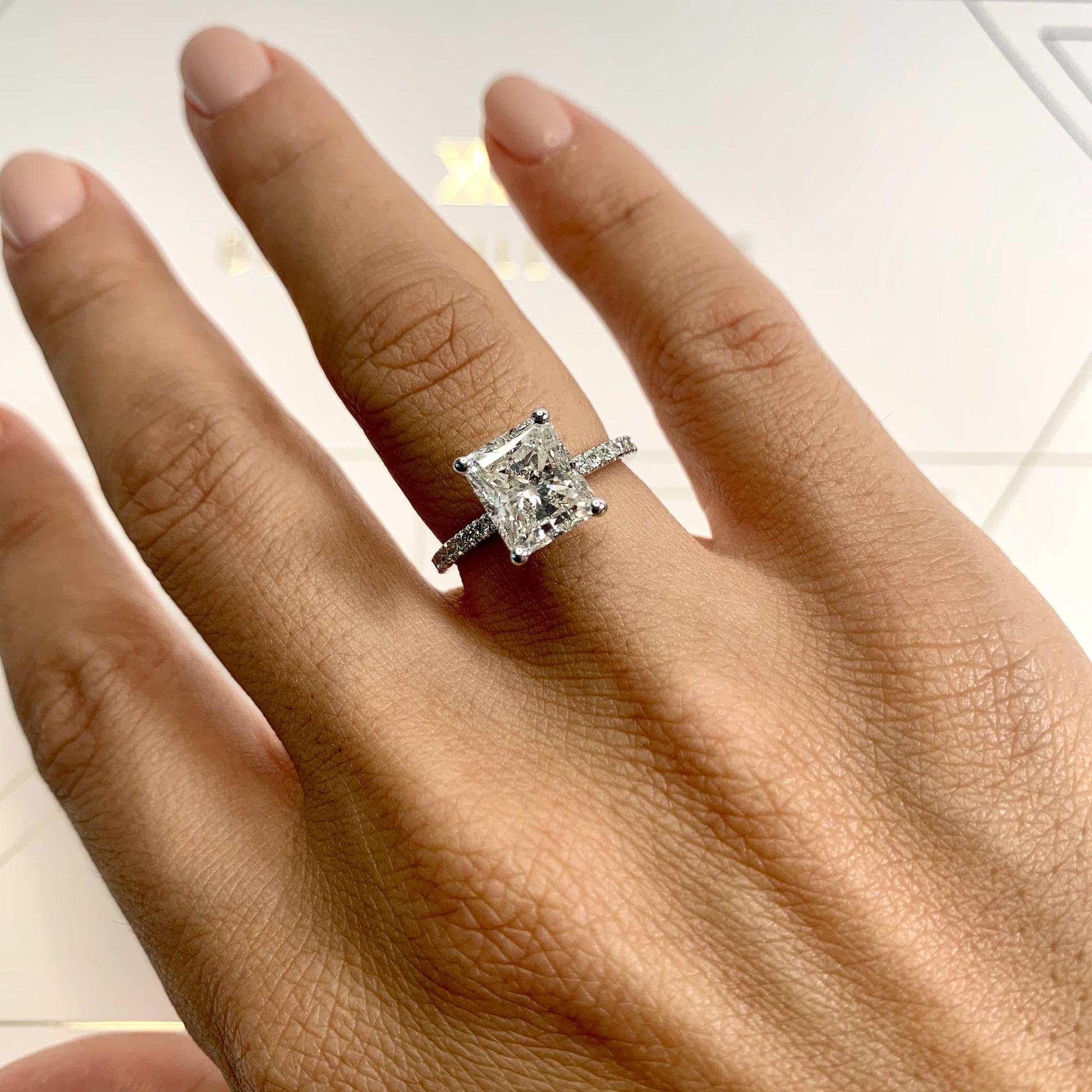 Radiant 3.0 CT Lab Grown Diamond Pave Engagement Ring 2