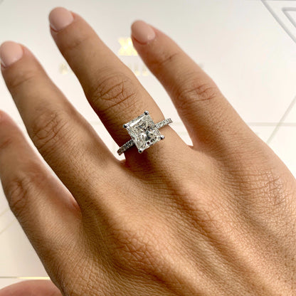 Radiant 3.0 CT Lab Grown Diamond Pave Engagement Ring 2