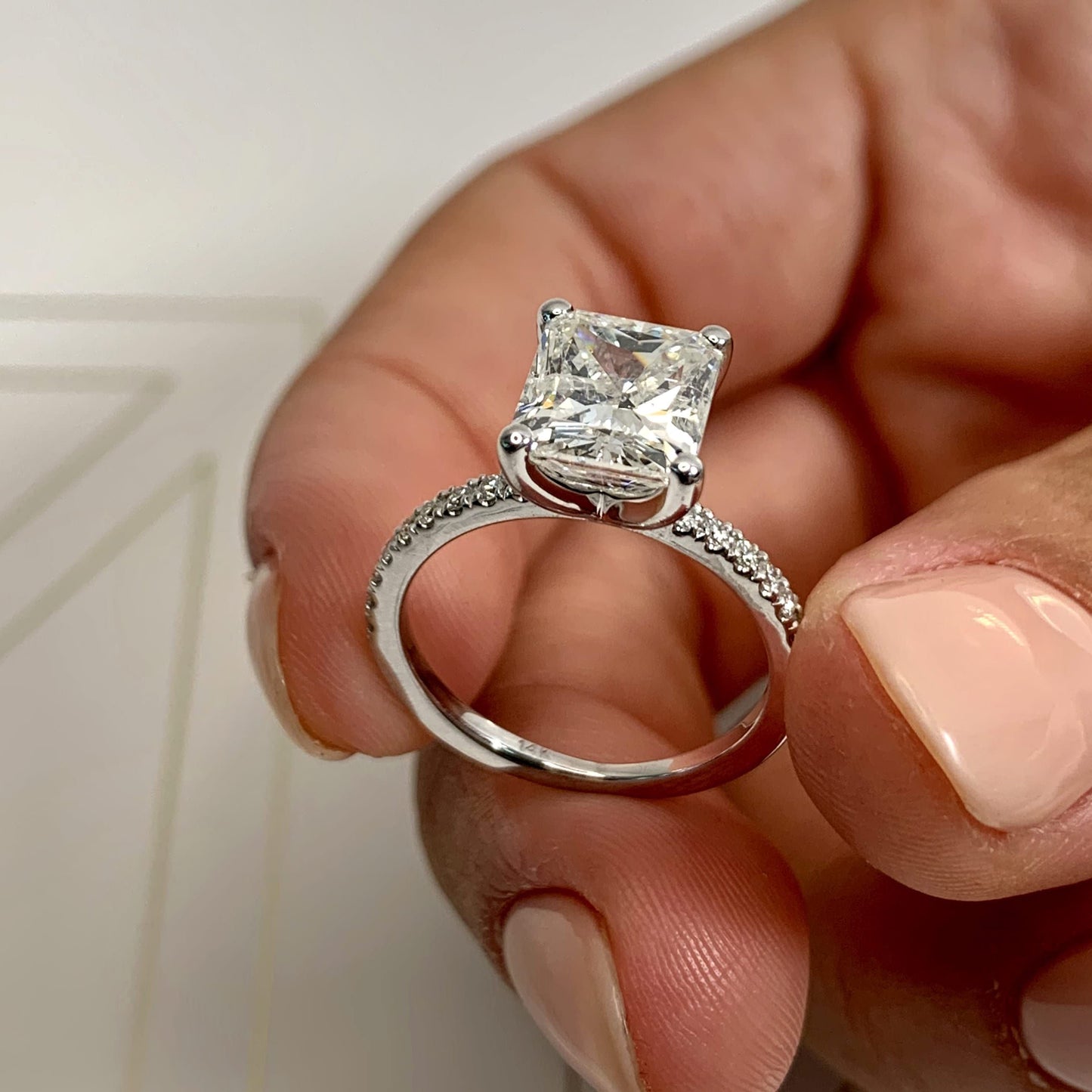 Radiant 3.0 CT Lab Grown Diamond Pave Engagement Ring 17