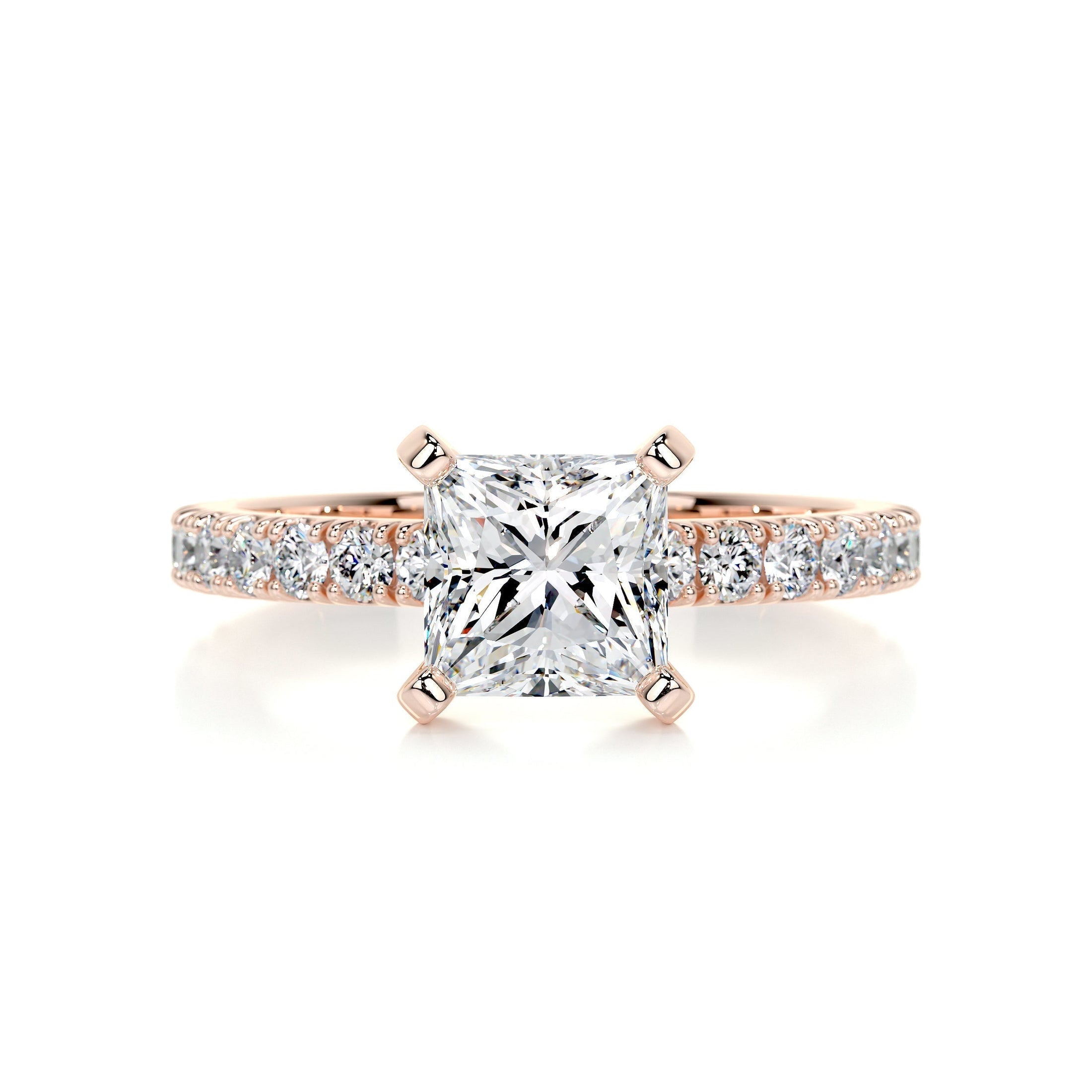 1.50 CT Princess-Cut Lab Grown Diamond Pave Engagement Ring