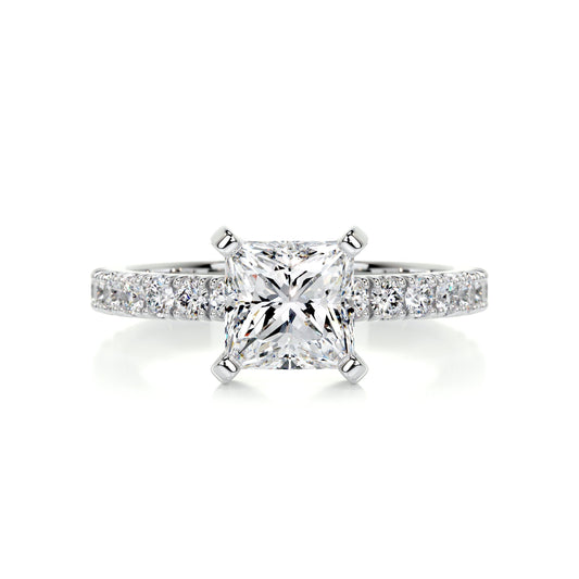 1.50 CT Princess-Cut Lab Grown Diamond Pave Engagement Ring