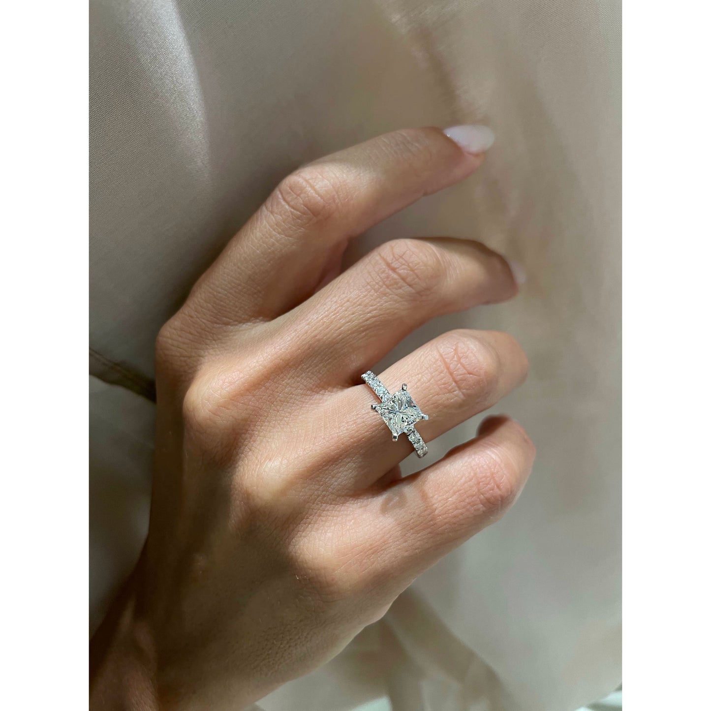 1.50 CT Princess Solitaire CVD G/VS2 Diamond Engagement Ring 17