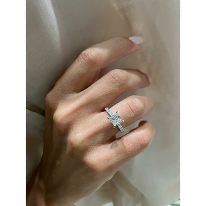 1.50 CT Princess Solitaire CVD G/VS2 Diamond Engagement Ring 17