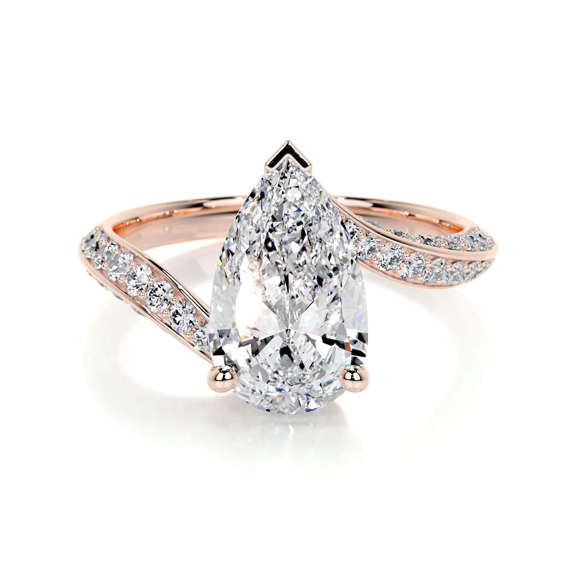 2.0 CT Pear-Shaped Lab Grown Diamond Bypass Engagement Ring 9
