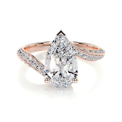 2.0 CT Pear-Shaped Lab Grown Diamond Bypass Engagement Ring 9