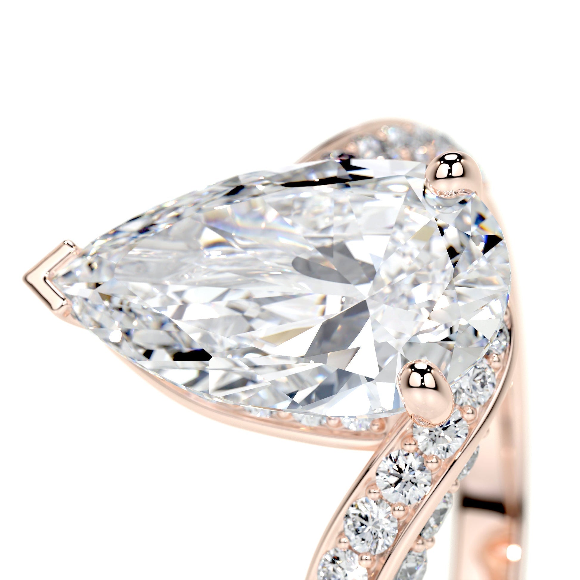 2.0 CT Pear-Shaped Lab Grown Diamond Bypass Engagement Ring 10