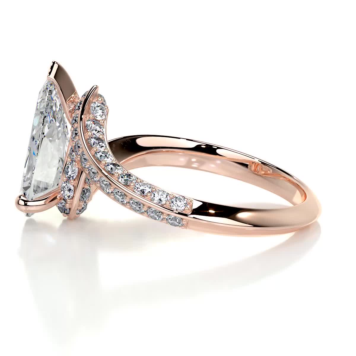 2.0 CT Pear-Shaped Lab Grown Diamond Bypass Engagement Ring 12