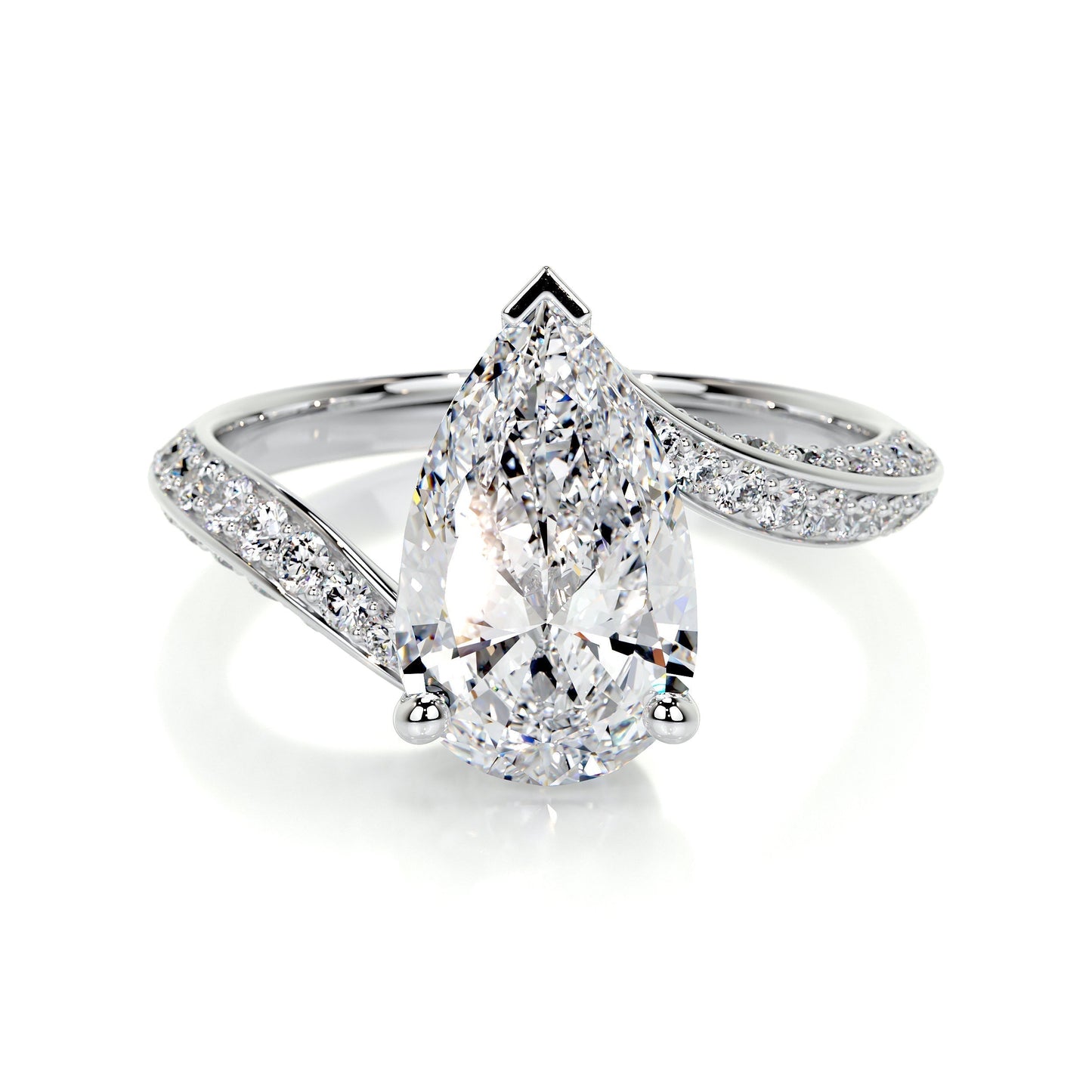2.0 CT Pear-Shaped Lab Grown Diamond Bypass Engagement Ring 4