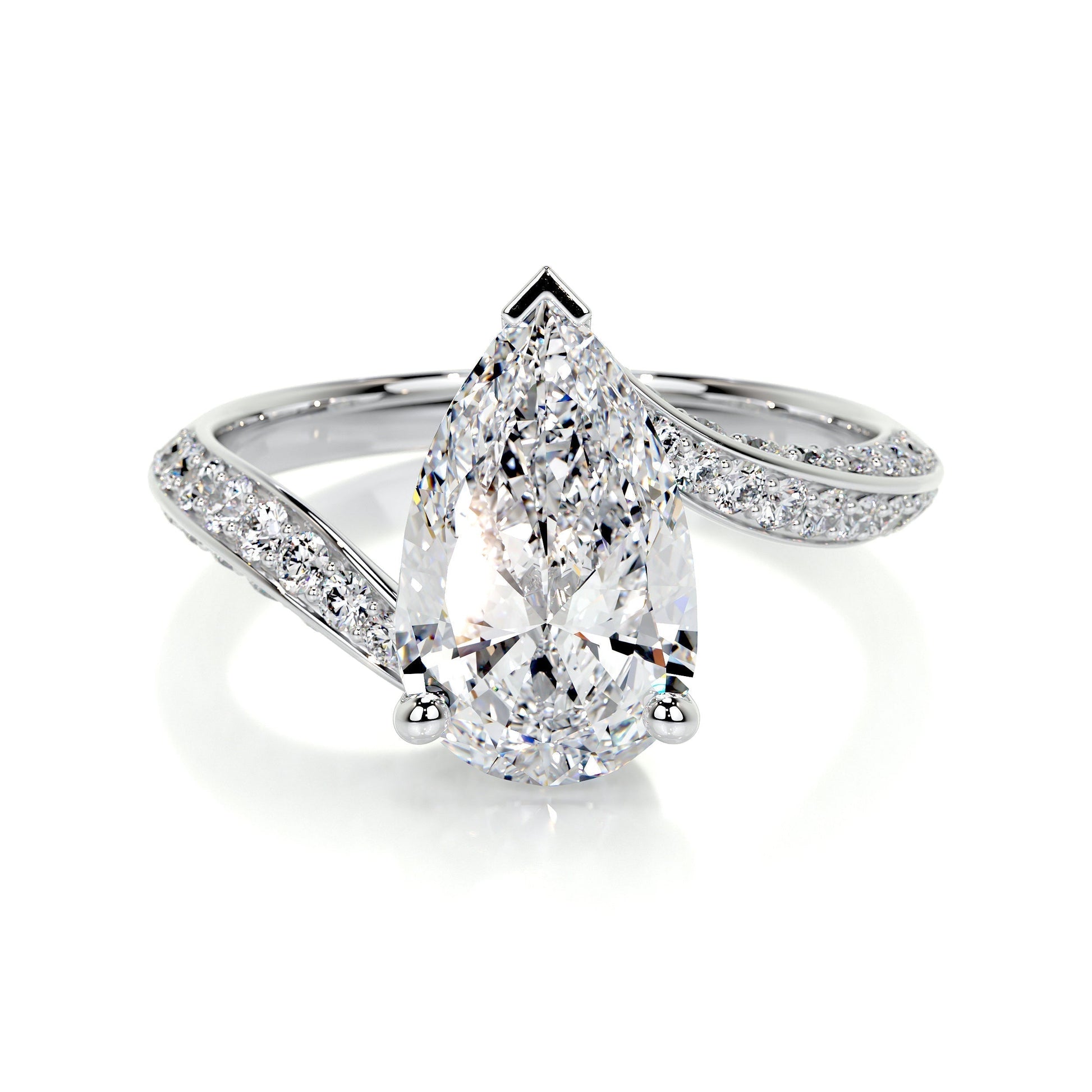 2.0 CT Pear-Shaped Lab Grown Diamond Bypass Engagement Ring 4