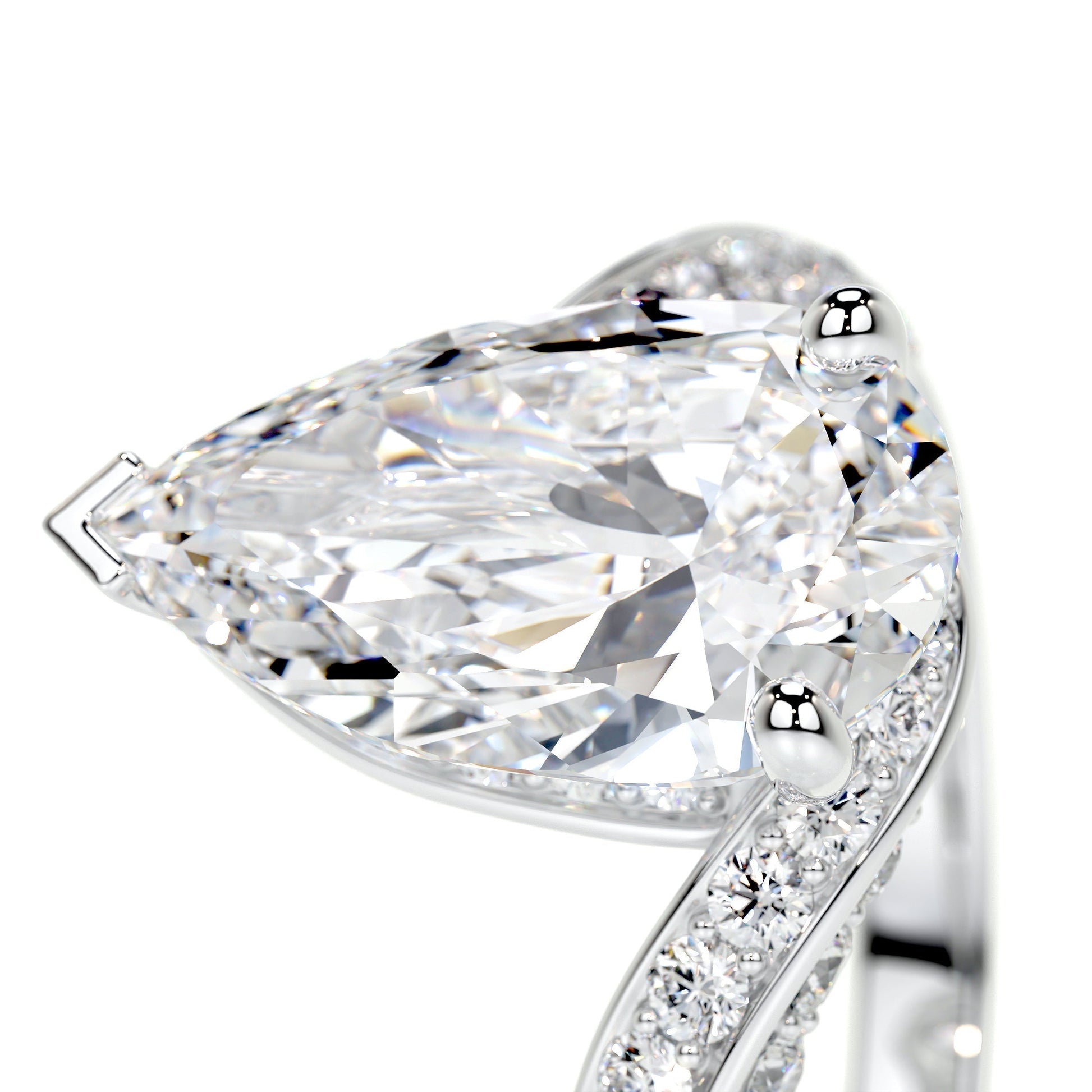 2.0 CT Pear-Shaped Lab Grown Diamond Bypass Engagement Ring 6