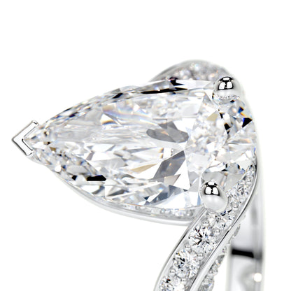 2.0 CT Pear-Shaped Lab Grown Diamond Bypass Engagement Ring 6