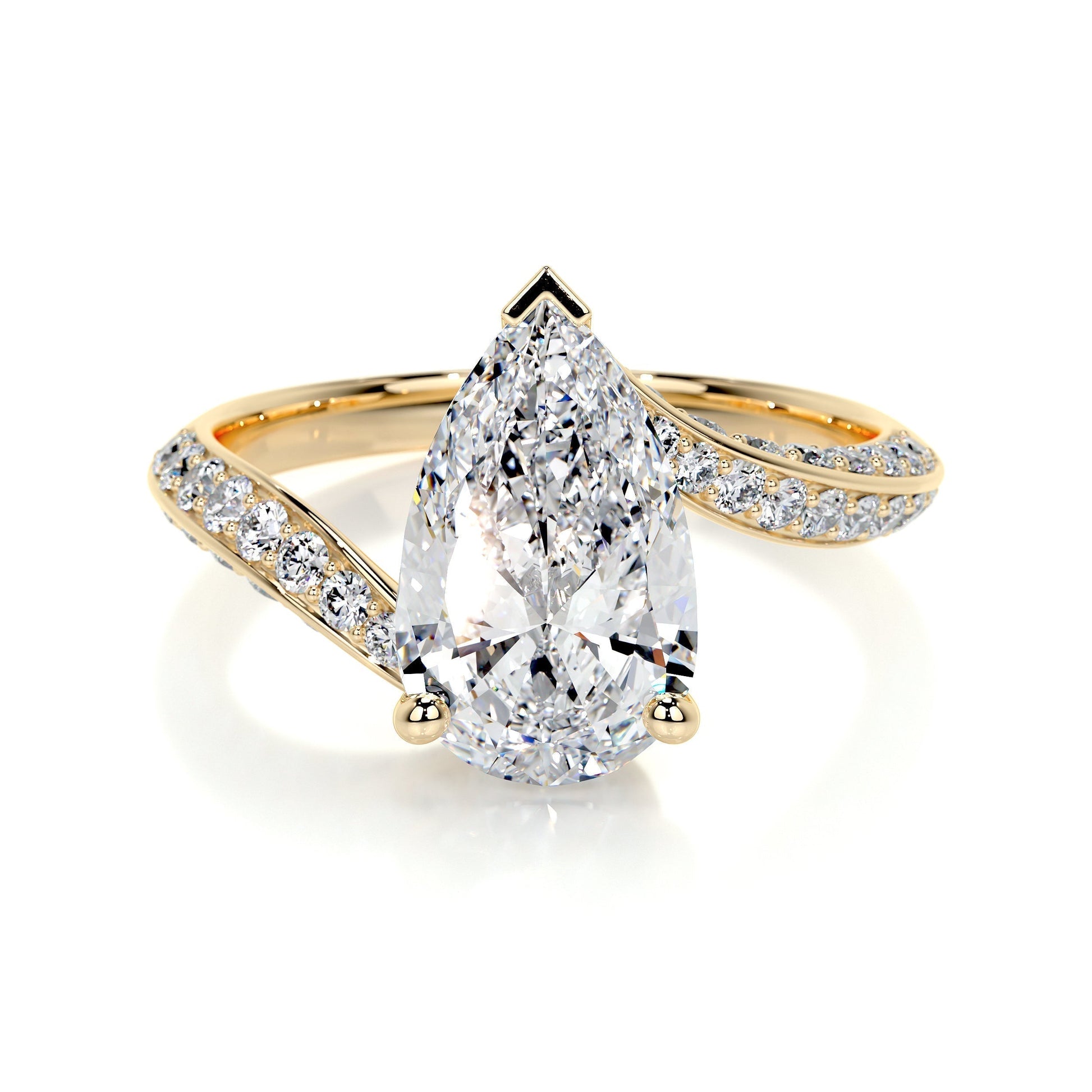 2.0 CT Pear-Shaped Lab Grown Diamond Bypass Engagement Ring 1