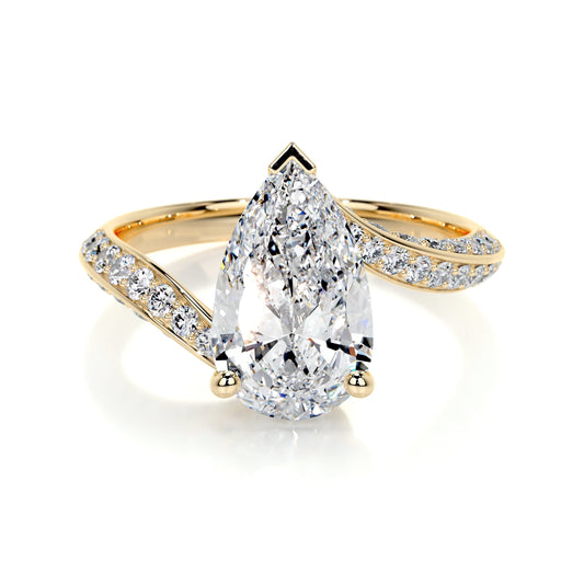 2.0 CT Pear-Shaped Lab Grown Diamond Bypass Engagement Ring