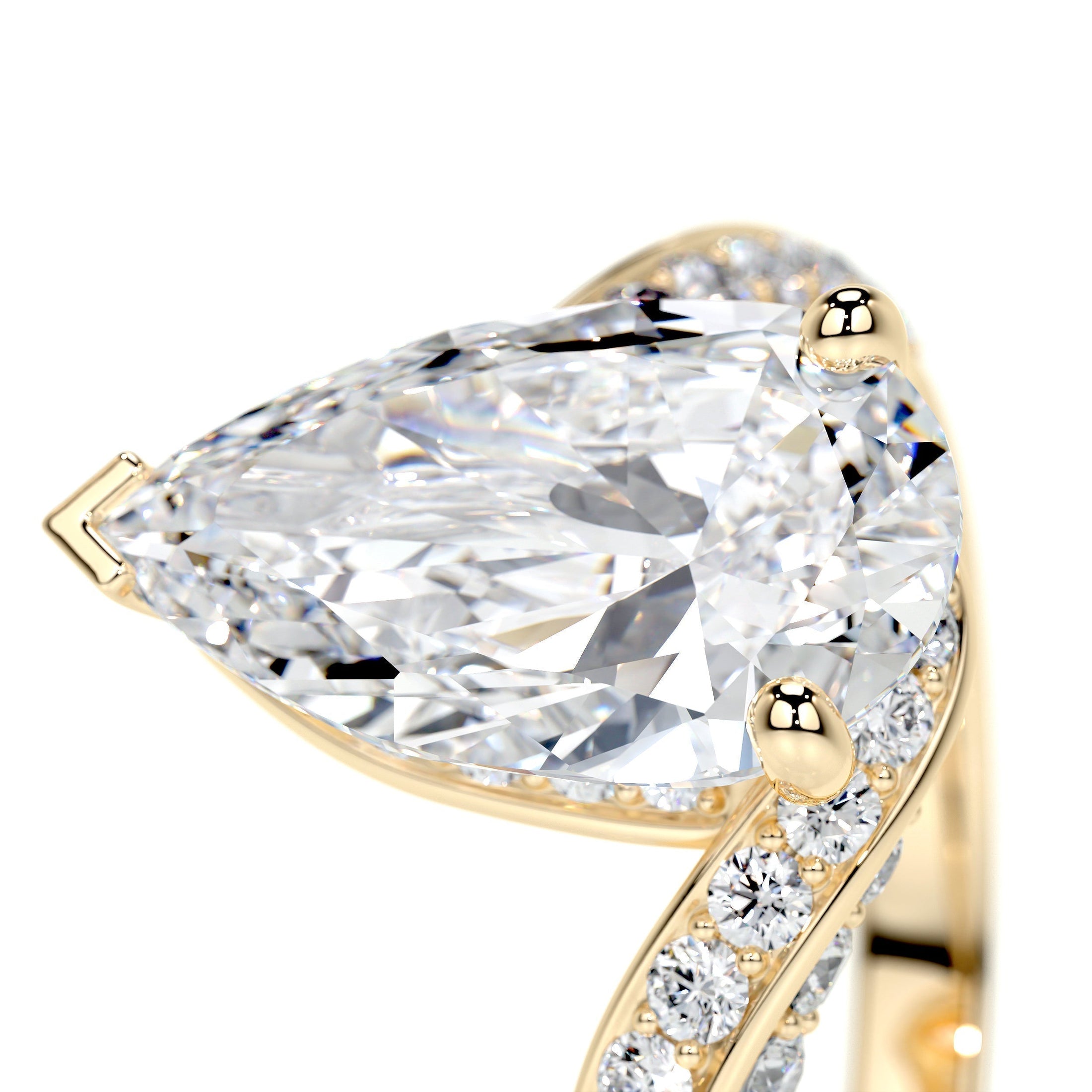 2.0 CT Pear-Shaped Lab Grown Diamond Bypass Engagement Ring