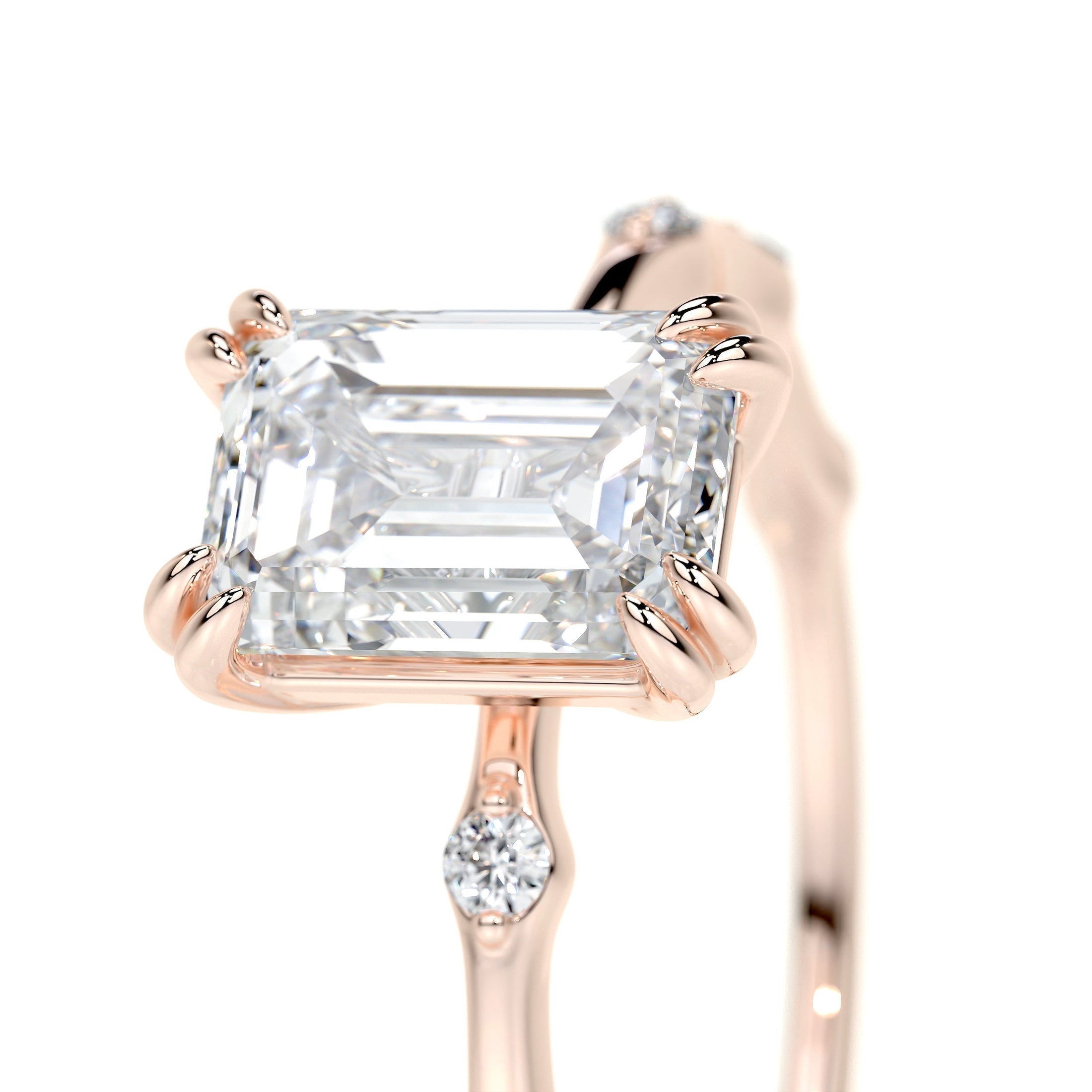 1.50 CT Emerald Cut Lab Grown Diamond Pave Engagement Ring