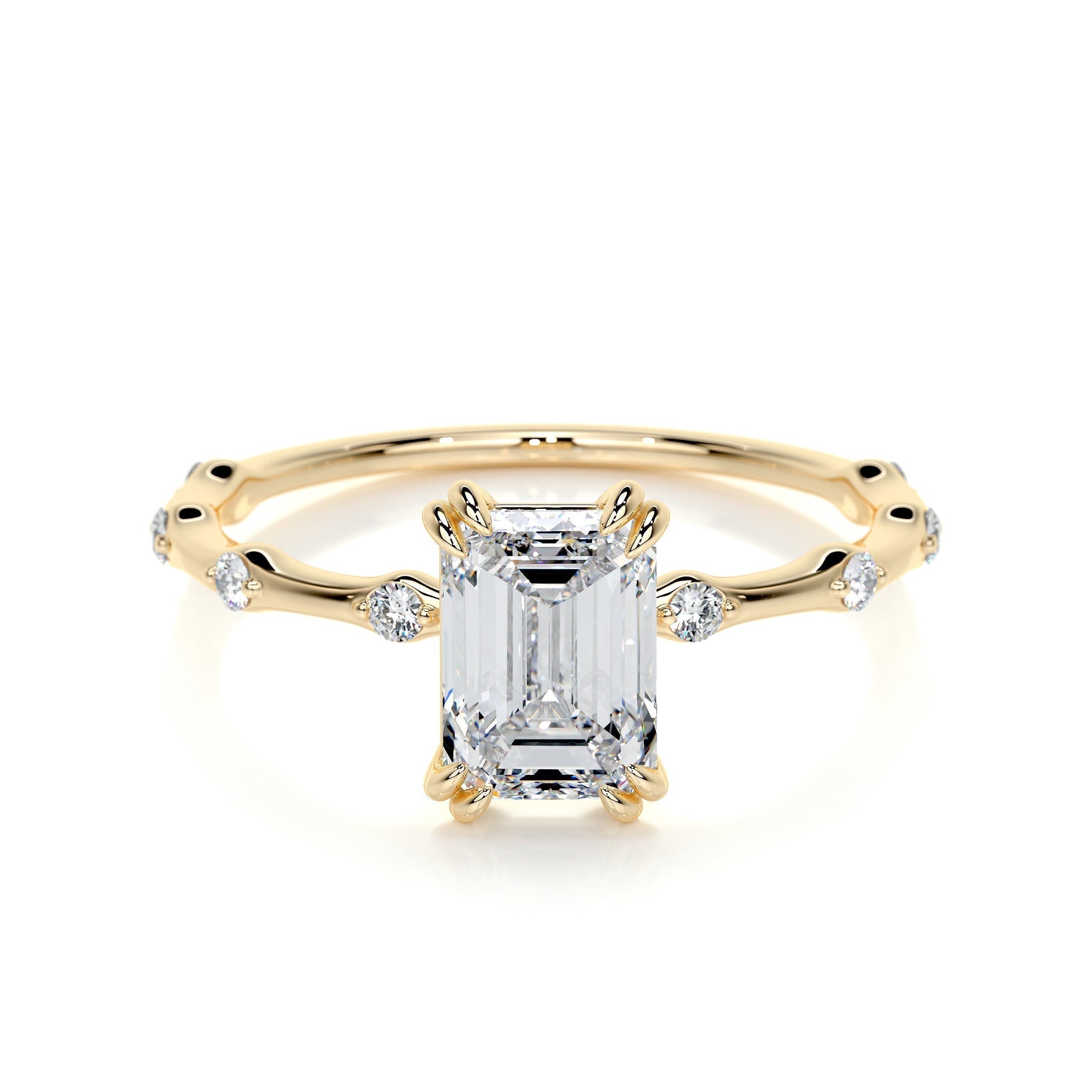 1.50 CT Emerald Cut Lab Grown Diamond Pave Engagement Ring