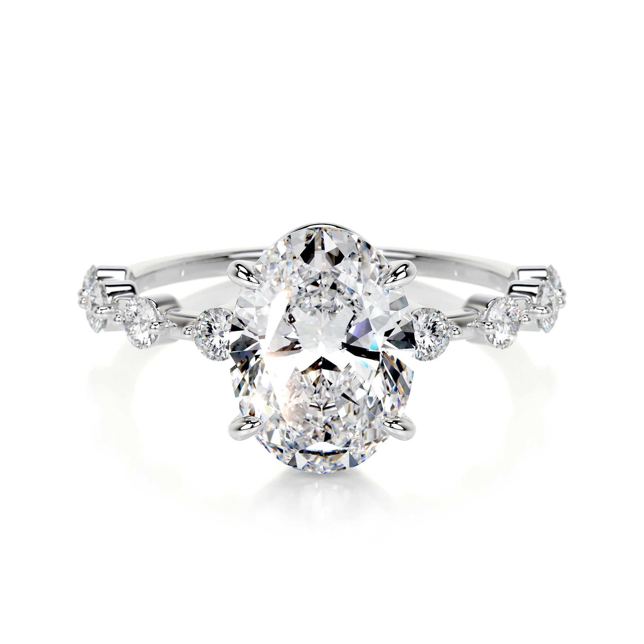 Radiant 3.0 CT Oval Lab Grown Diamond Engagement Ring with Semi Pave Setting