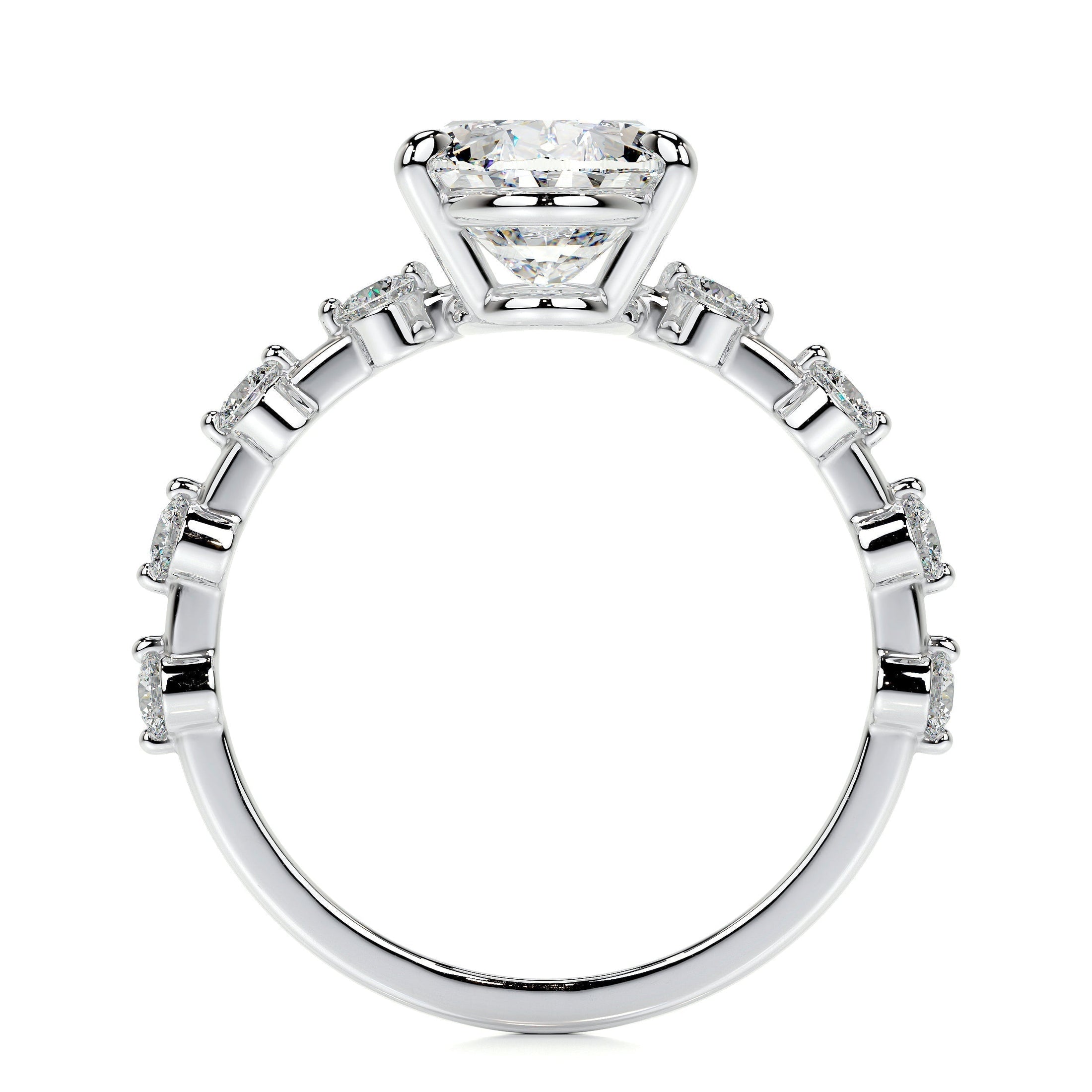 Radiant 3.0 CT Oval Lab Grown Diamond Engagement Ring with Semi Pave Setting