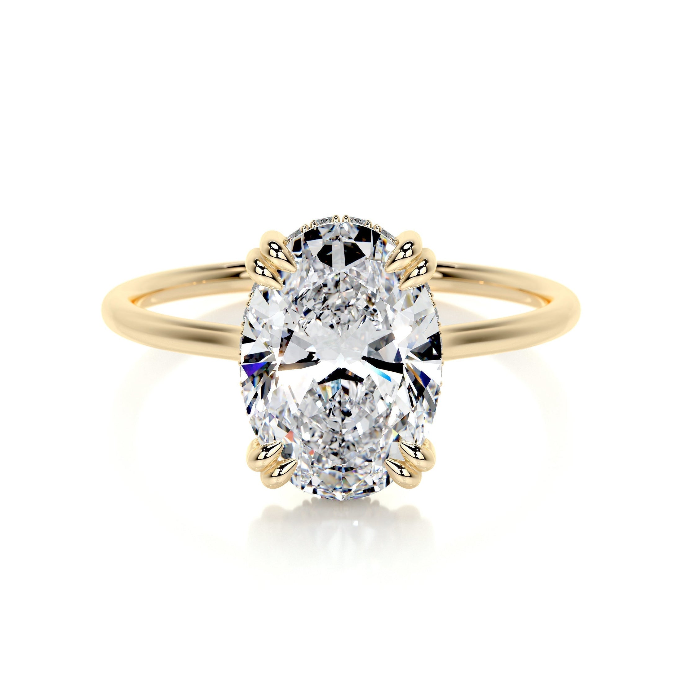 3.0 CT Oval Lab Grown Diamond Hidden Halo Solitaire Ring