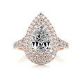 Load image into Gallery viewer, 1.0 ct Pear F- VS2 Diamond Double Halo Pave Moissanite Engagement Ring
