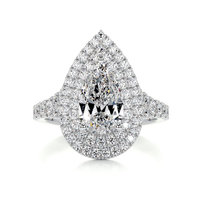 1.0 CT Pear Double Halo CVD F/VS2 Diamond Engagement Ring 1