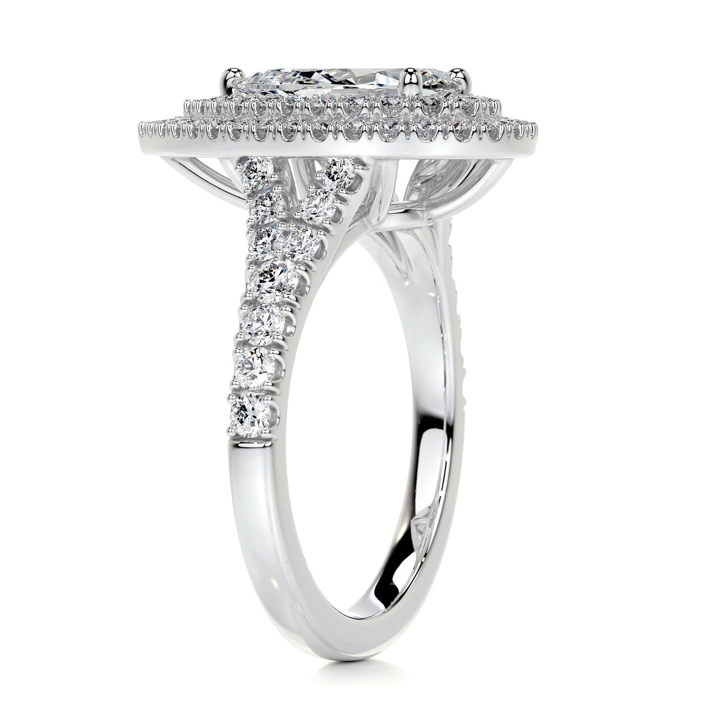 1.0 CT Pear Double Halo CVD F/VS2 Diamond Engagement Ring 5
