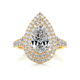 Load image into Gallery viewer, 1.0 ct Pear F- VS2 Diamond Double Halo Pave Moissanite Engagement Ring
