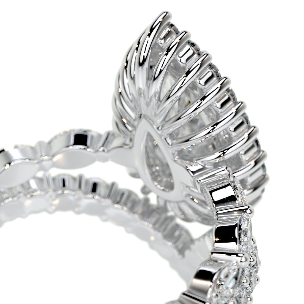 Ethereal 1.50 CT Pear-Shaped Lab Grown Diamond Halo Bridal Ring Set 4