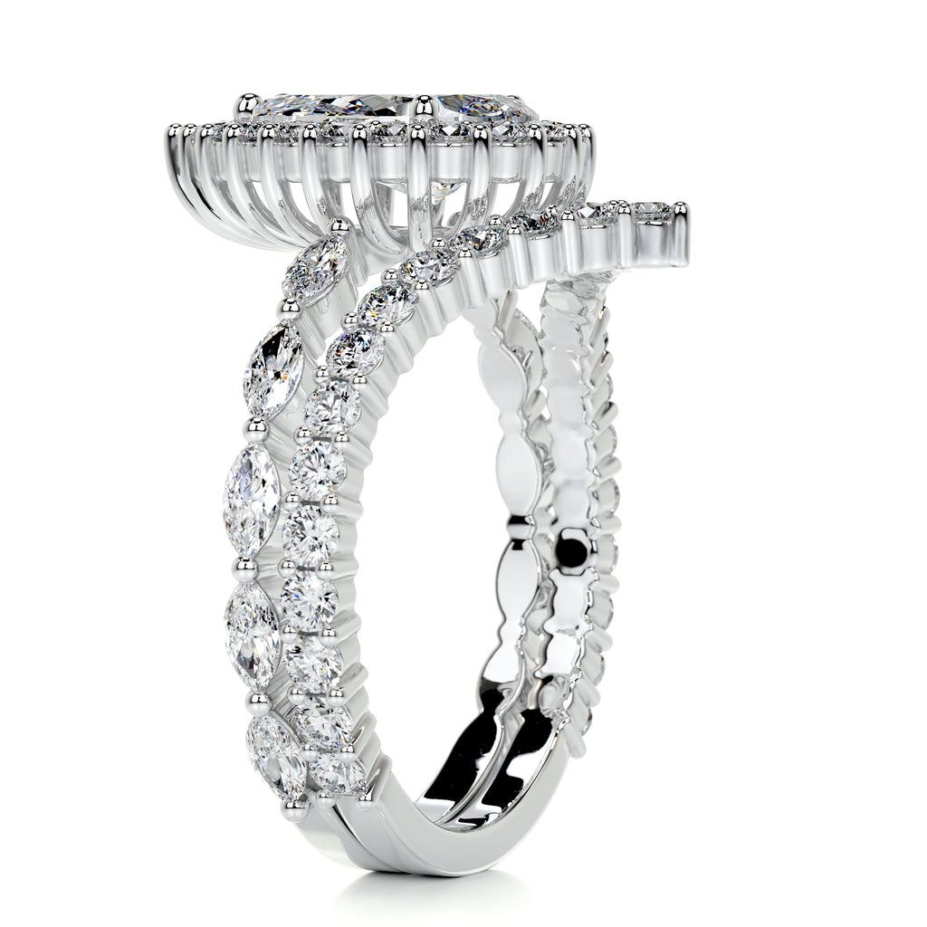 Ethereal 1.50 CT Pear-Shaped Lab Grown Diamond Halo Bridal Ring Set 6