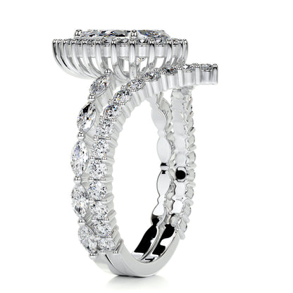 Ethereal 1.50 CT Pear-Shaped Lab Grown Diamond Halo Bridal Ring Set 6