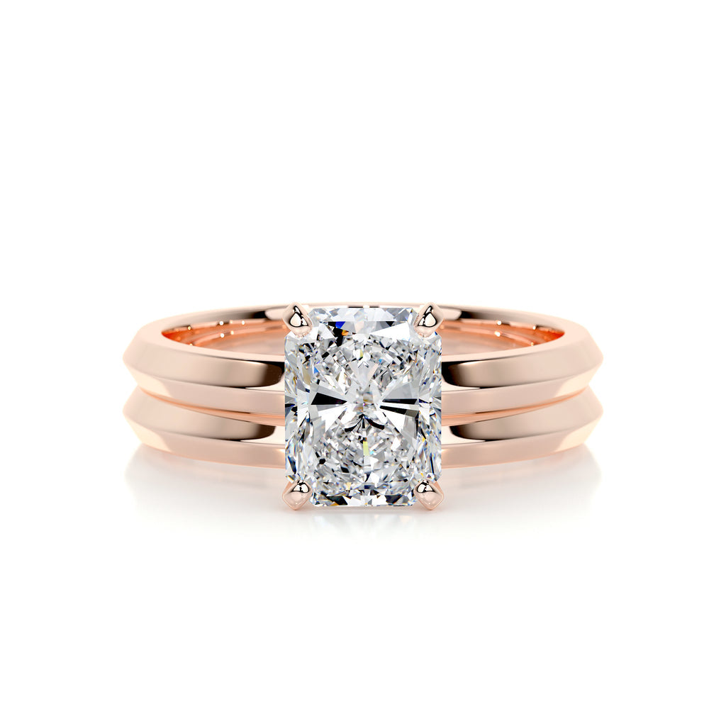 2.0 CT Radiant Cut Lab Grown Diamond Solitaire Bridal Set