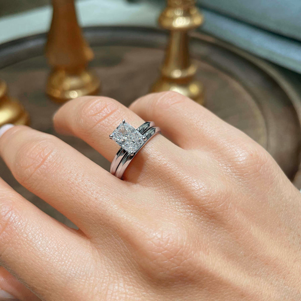 2.0 CT Radiant Cut Lab Grown Diamond Solitaire Bridal Set 4