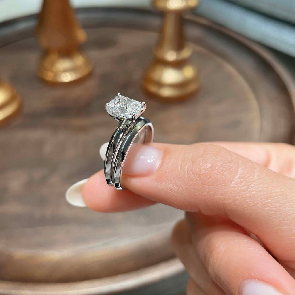 2.0 CT Radiant Cut Lab Grown Diamond Solitaire Bridal Set 2