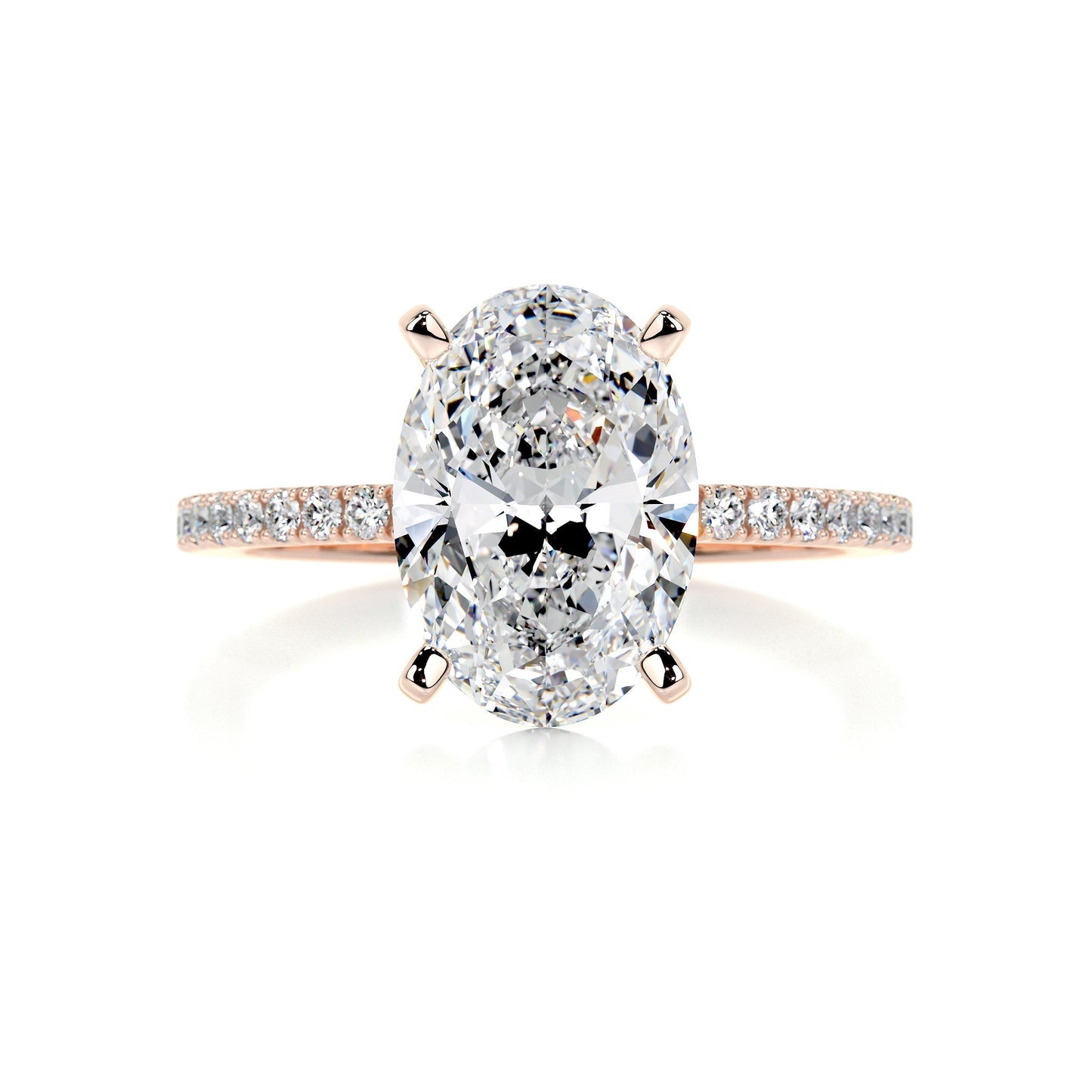 3.0 CT Oval Cut Lab Grown Diamond Pave Engagement Ring 11