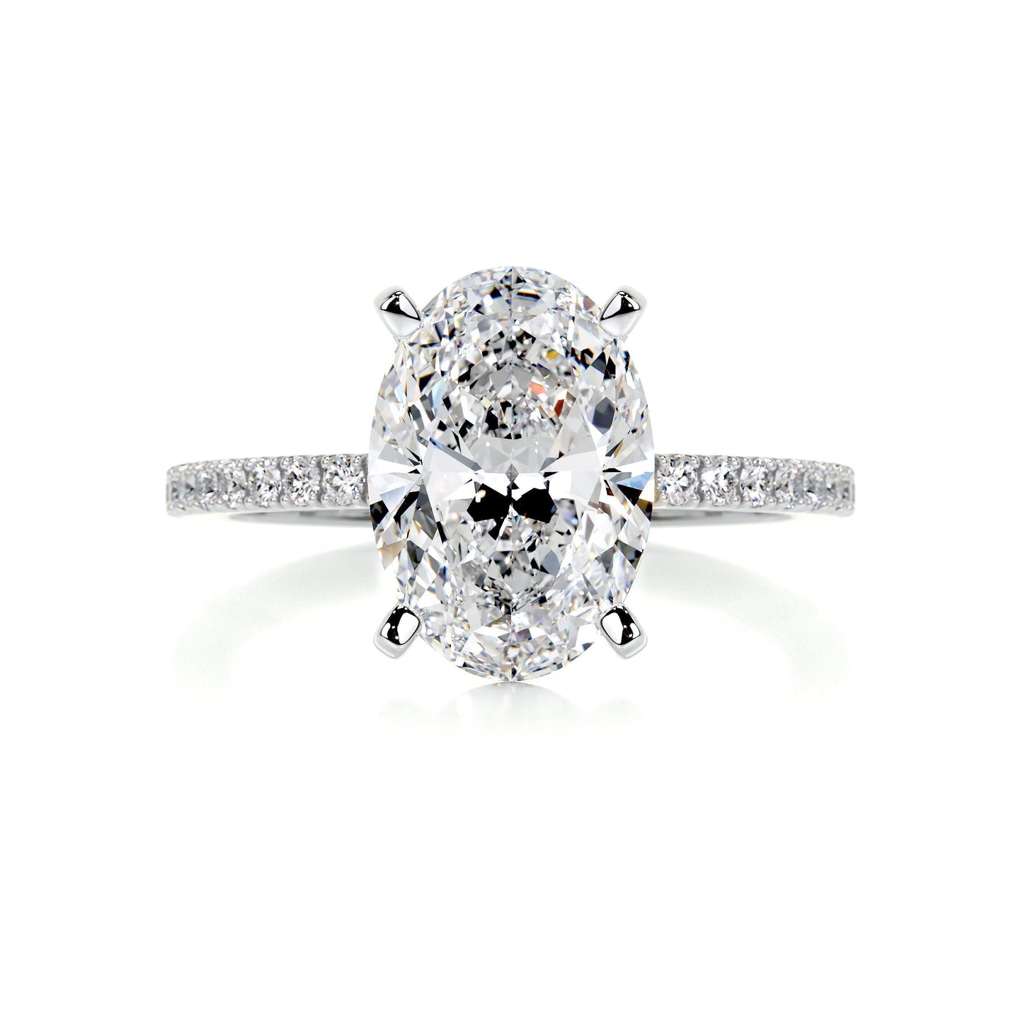 3.0 CT Oval Cut Lab Grown Diamond Pave Engagement Ring 1