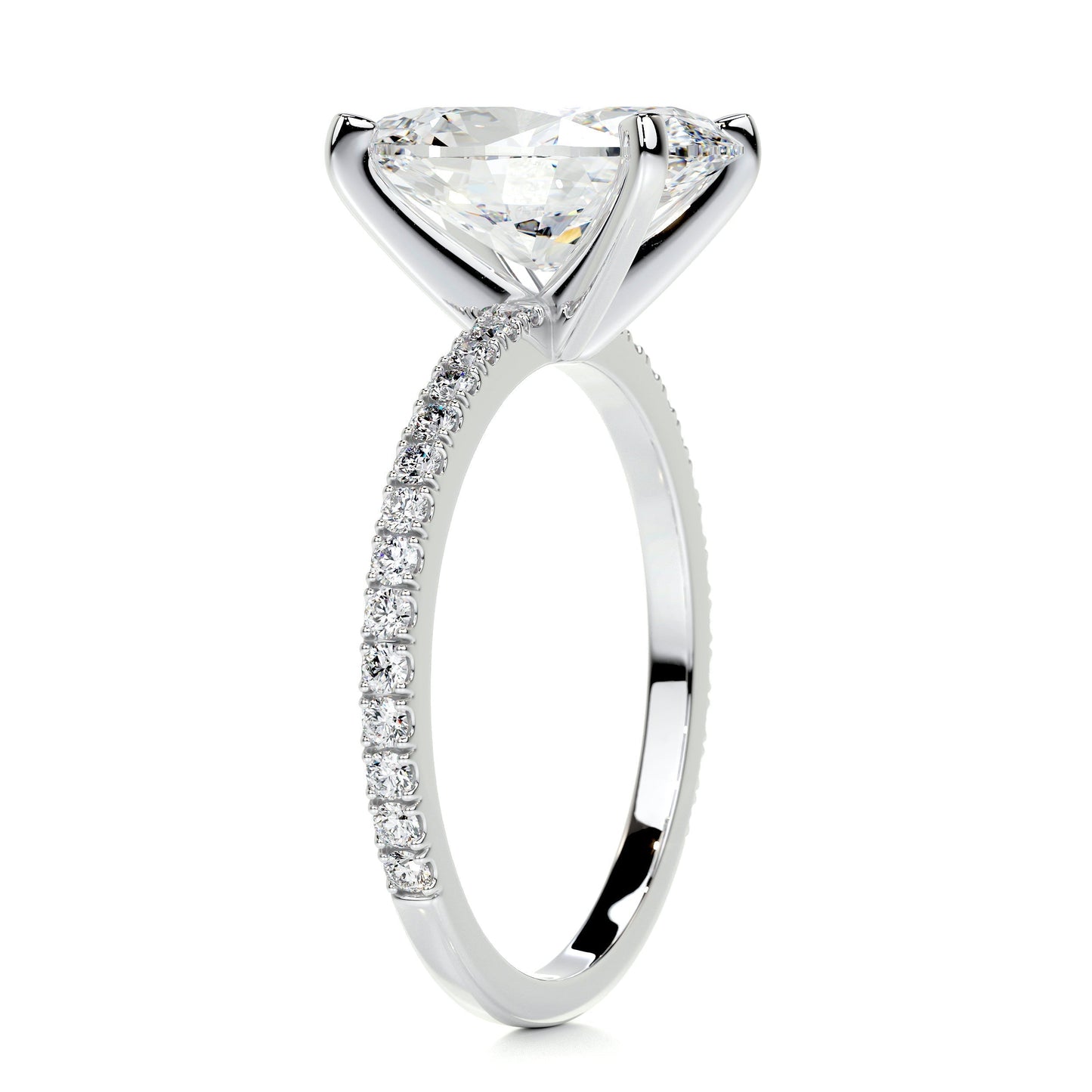 3.0 CT Oval Cut Lab Grown Diamond Pave Engagement Ring 4
