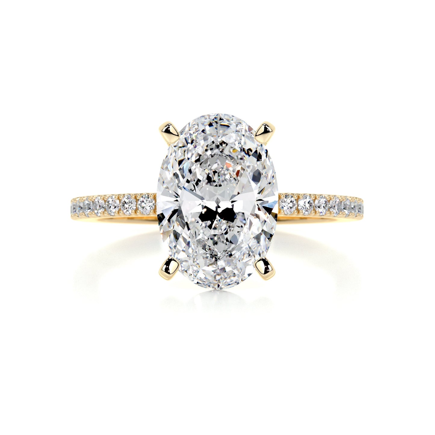 3.0 CT Oval Cut Lab Grown Diamond Pave Engagement Ring 6
