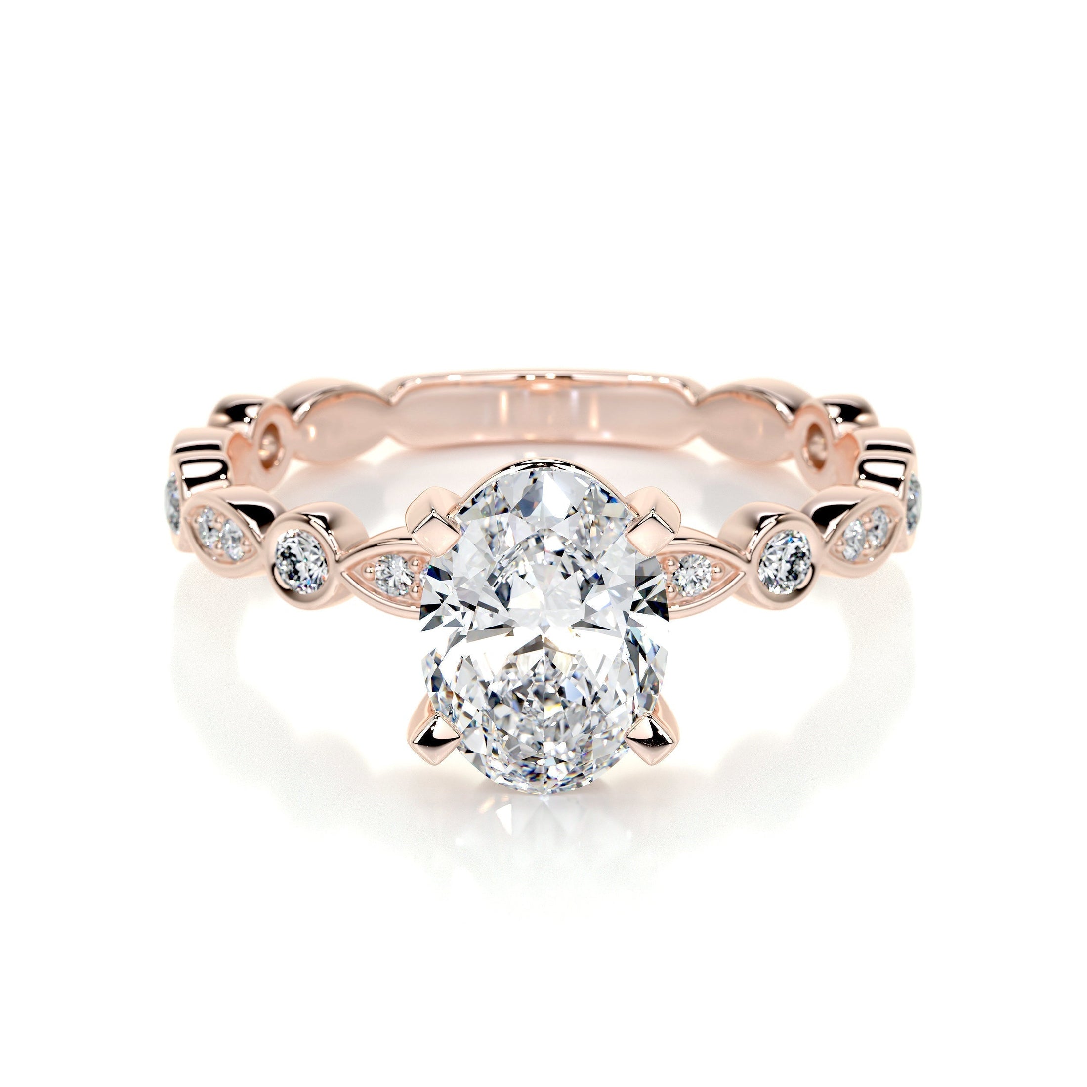 2.0 CT Oval Lab Grown Diamond Vintage-Inspired Ring in Gold