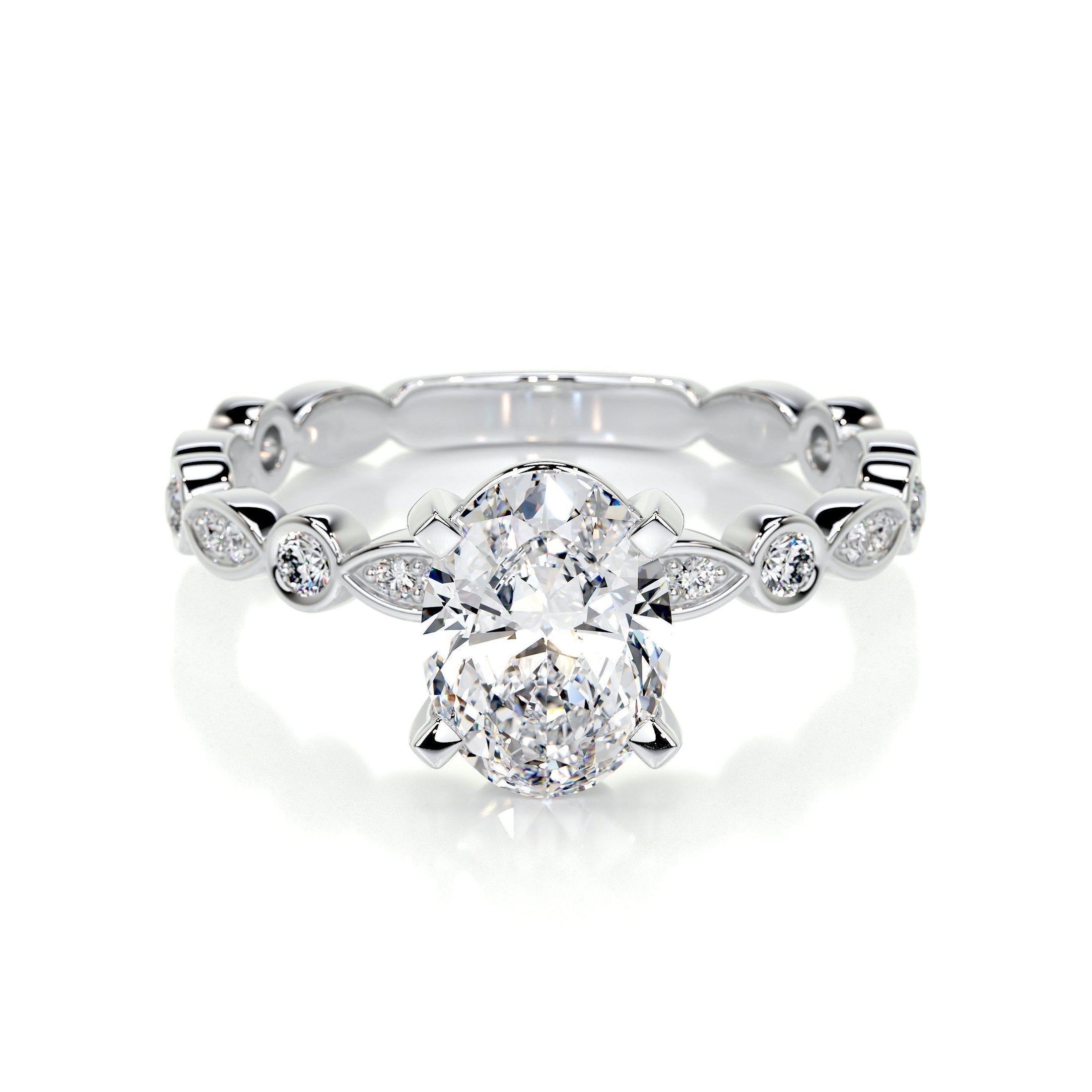 2.0 CT Oval Lab Grown Diamond Vintage-Inspired Ring in Gold