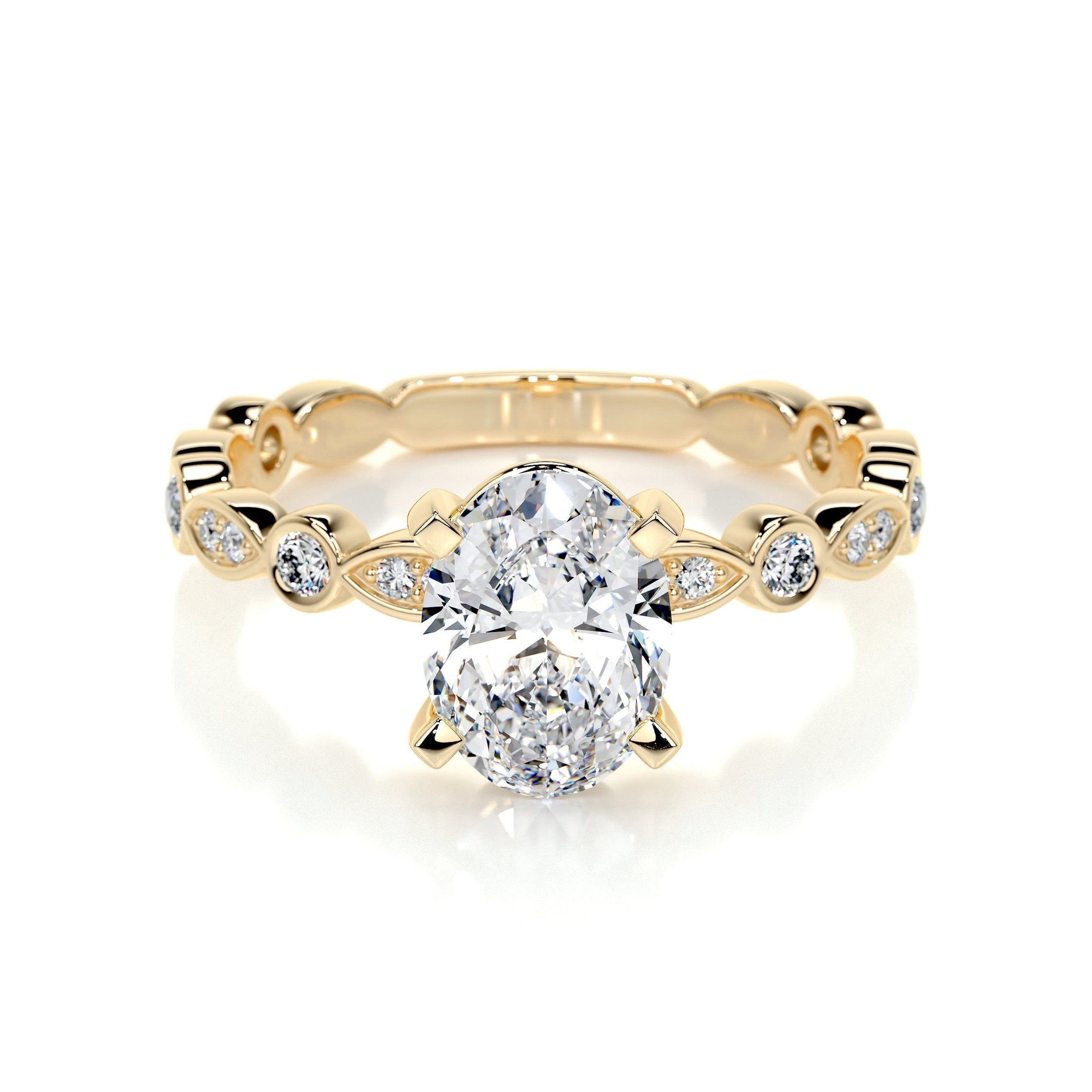 2.0 CT Oval Lab Grown Diamond Vintage-Inspired Ring in Gold