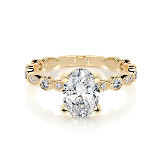 2.0 CT Oval Lab Grown Diamond Vintage-Inspired Ring in Gold