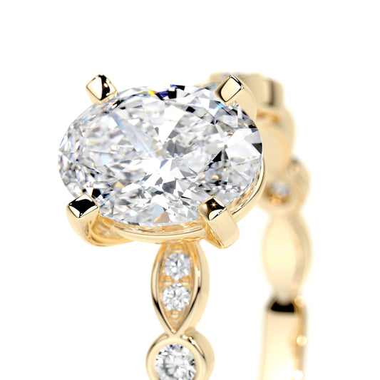 2.0 CT Oval Lab Grown Diamond Vintage-Inspired Ring in Gold