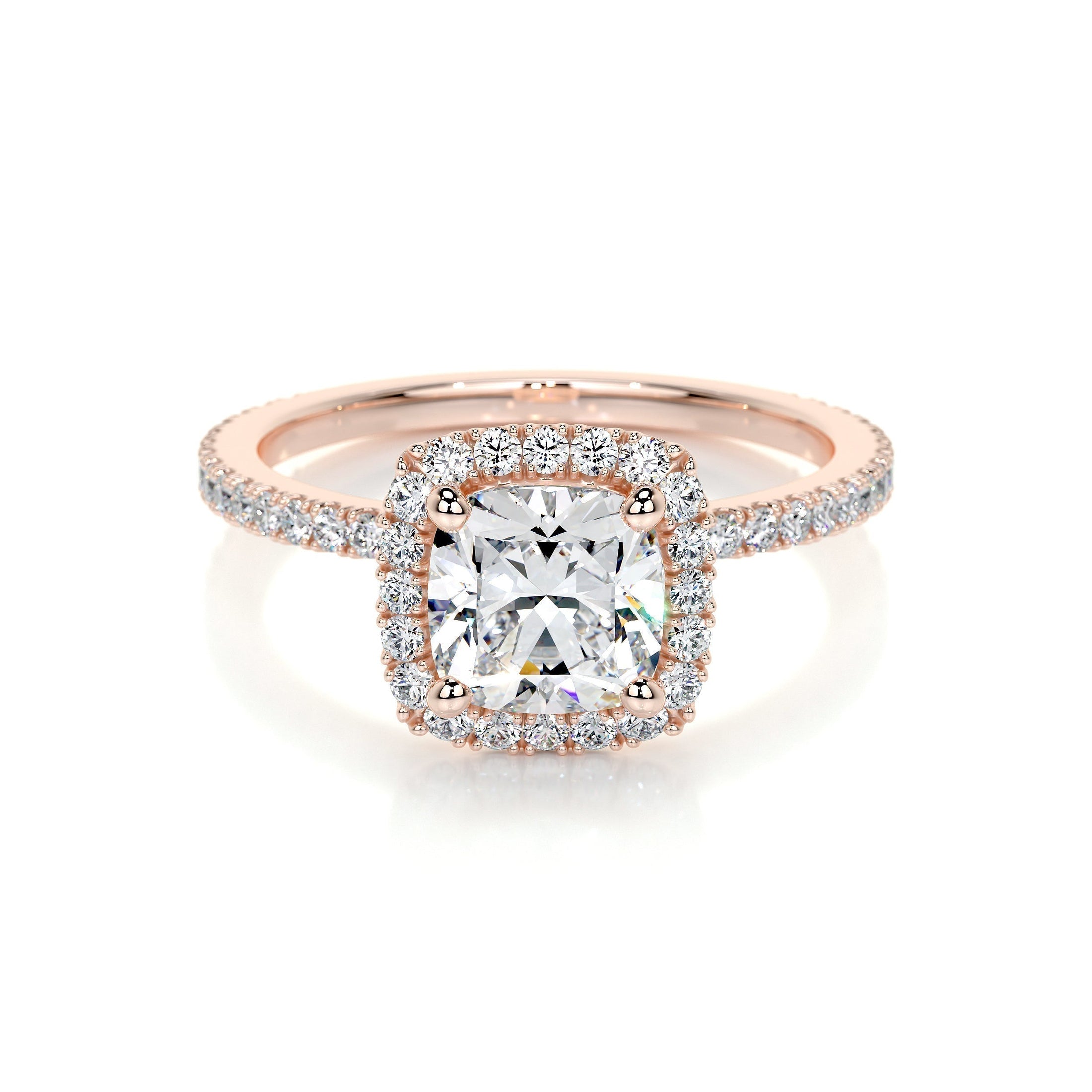 1.0 TCW Cushion Cut Halo Lab Grown Diamond Ring