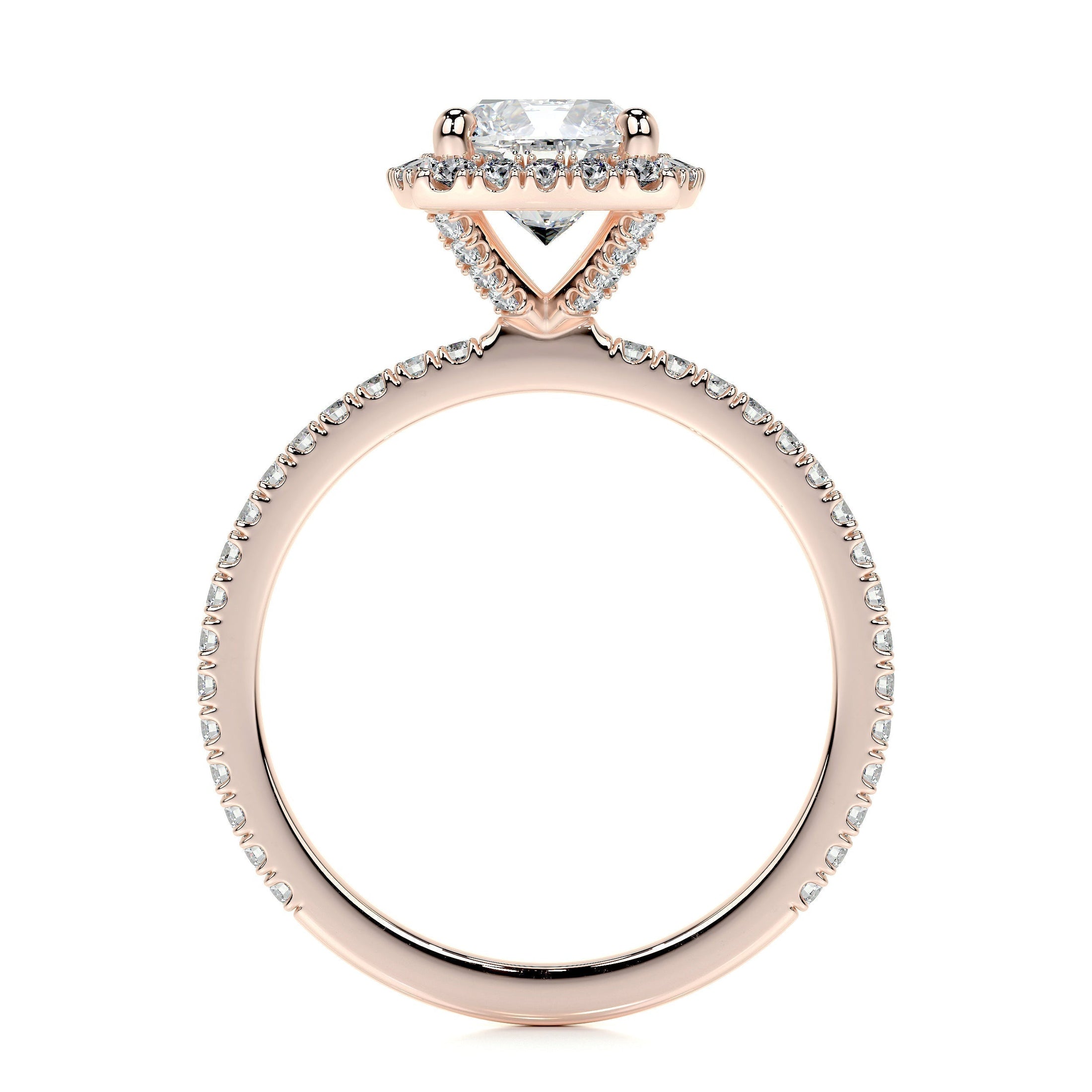 1.0 TCW Cushion Cut Halo Lab Grown Diamond Ring