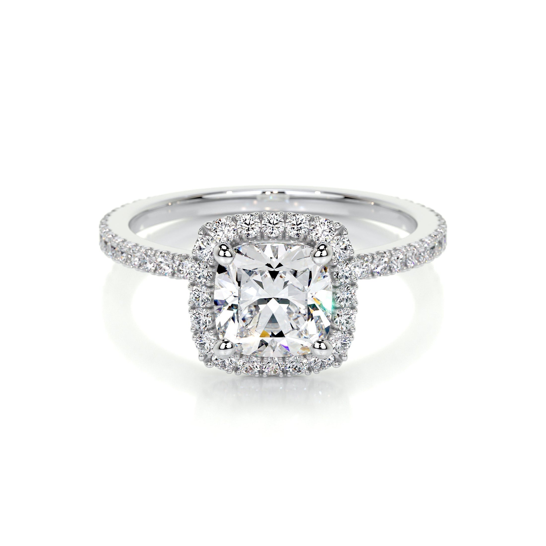 1.0 TCW Cushion Cut Halo Lab Grown Diamond Ring